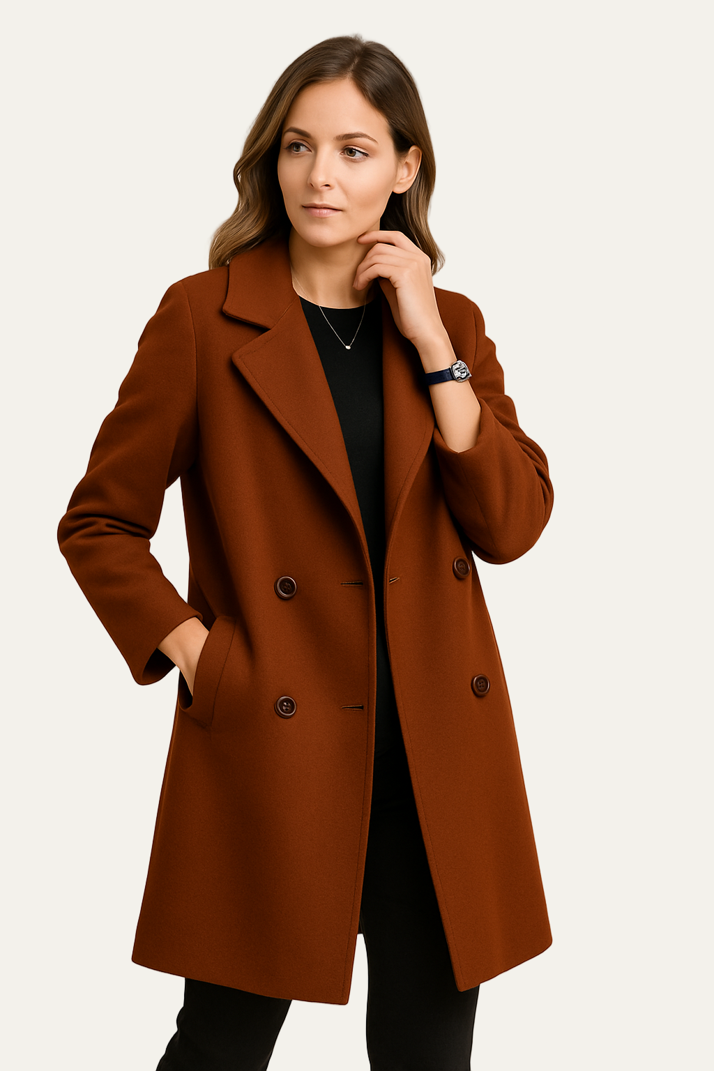 Manteau croisé en laine pour femme