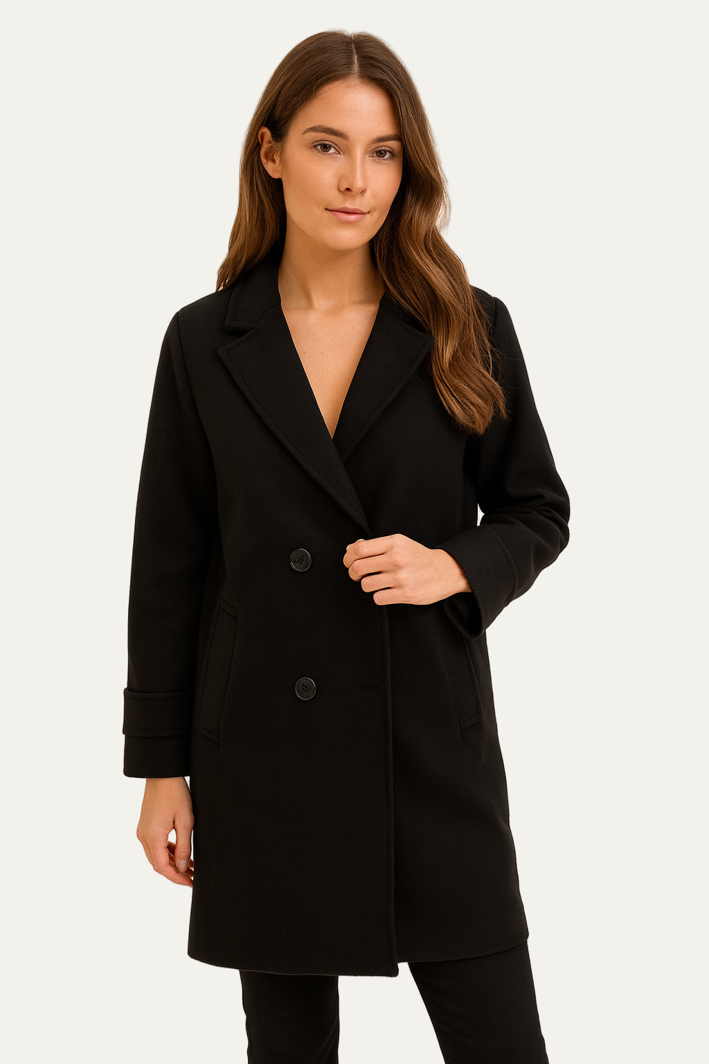 Manteau croisé en laine pour femme