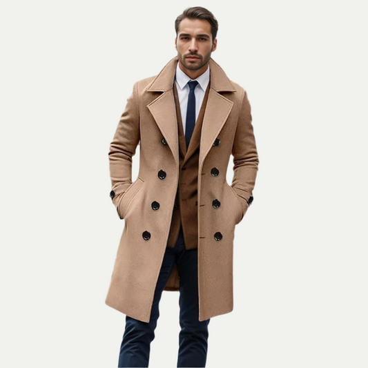 Manteau croisé en laine pour homme