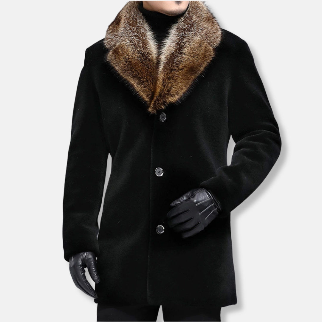 Manteau d'hiver en fausse fourrure peluche pour homme