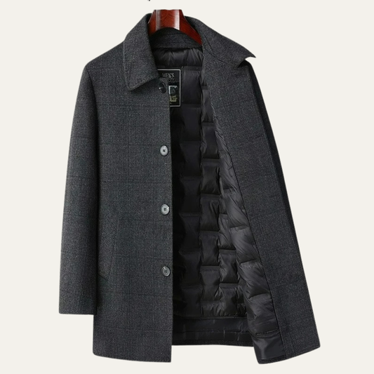 Manteau d'hiver en laine à carreaux pour homme