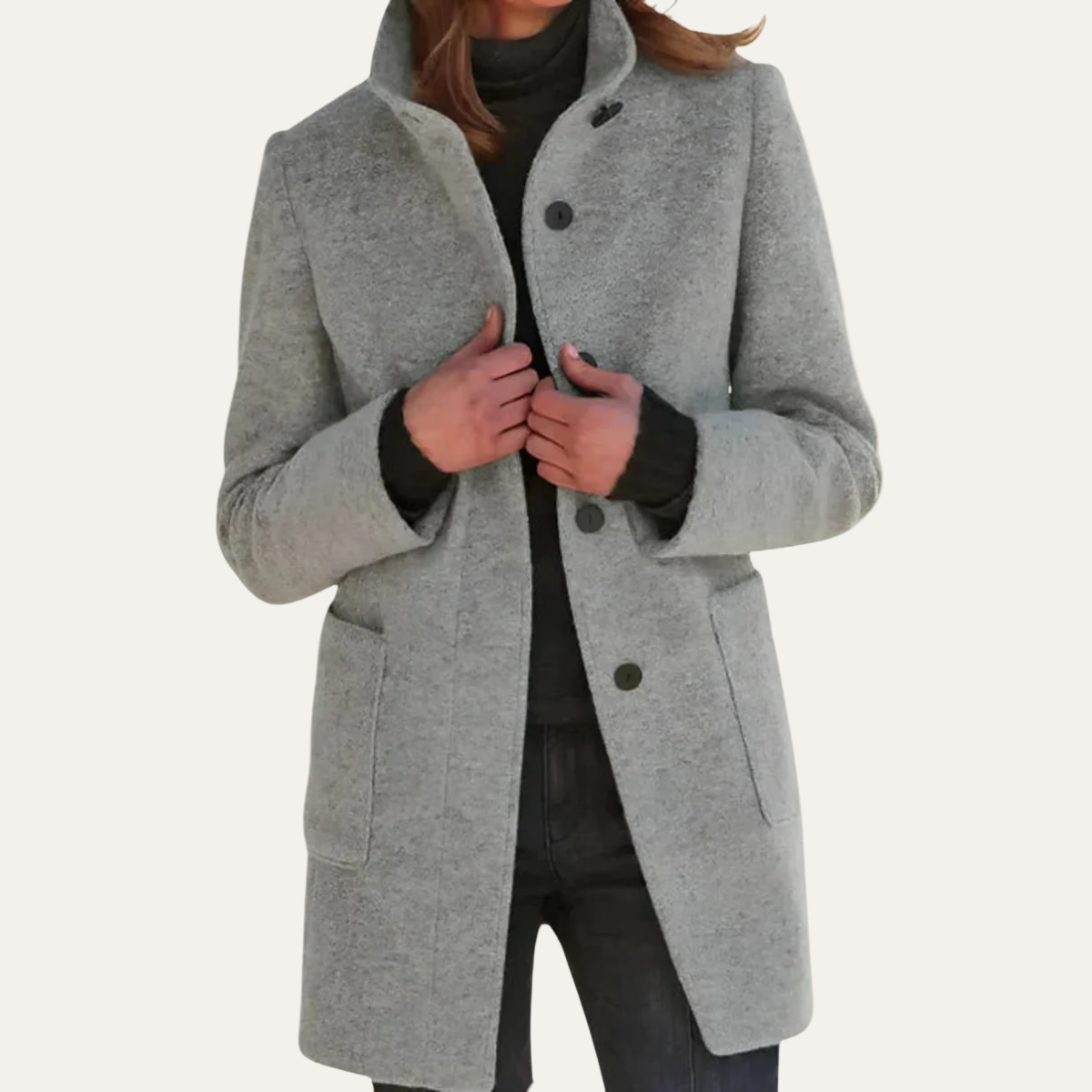 Manteau élégant à col montant pour femme