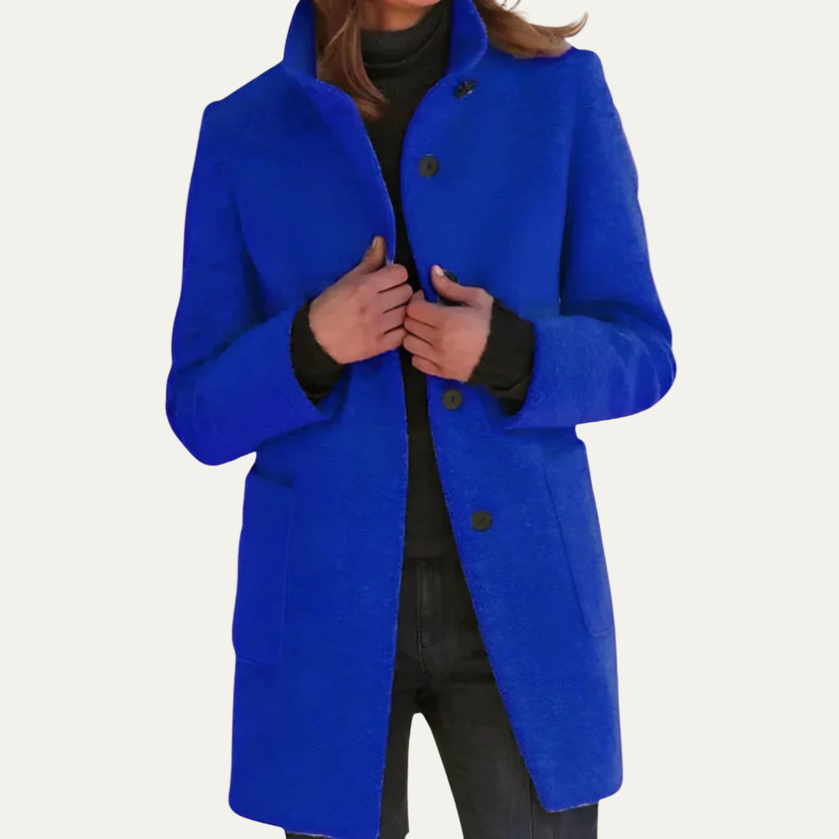 Manteau élégant à col montant pour femme