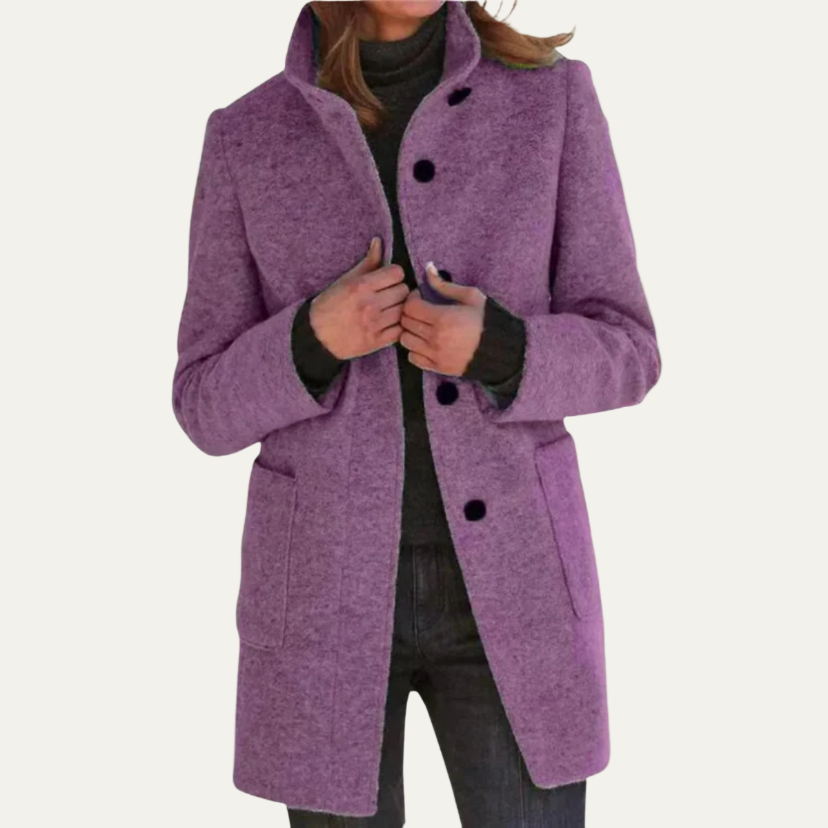 Manteau élégant à col montant pour femme