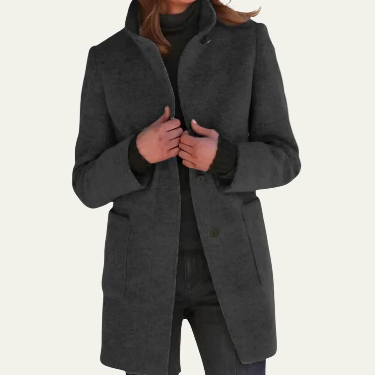 Manteau élégant à col montant pour femme