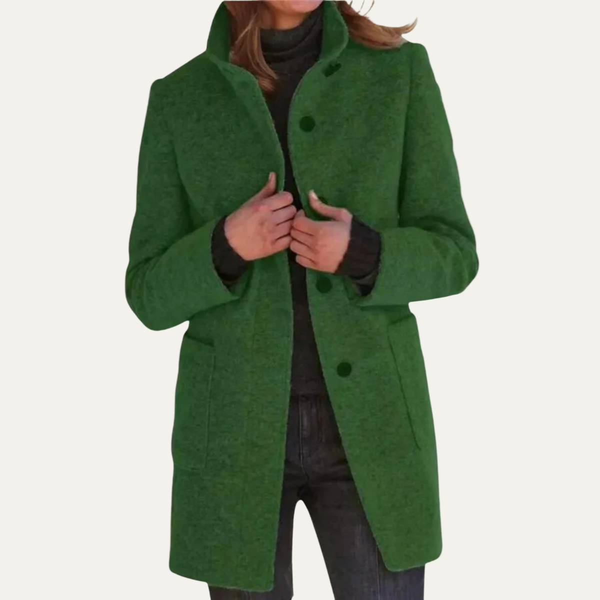 Manteau élégant à col montant pour femme
