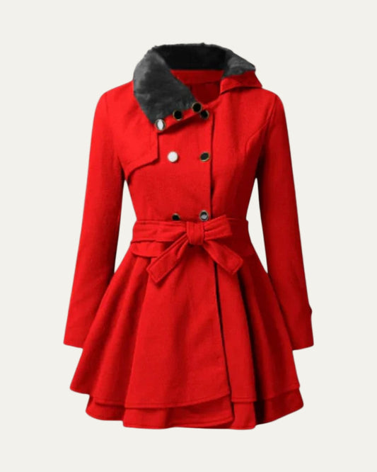 Manteau élégant évasé en fausse fourrure pour femme