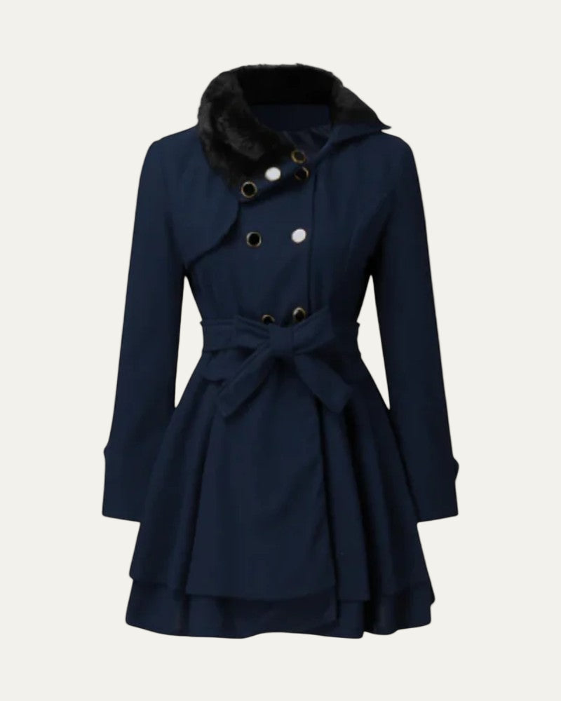 Manteau élégant évasé en fausse fourrure pour femme