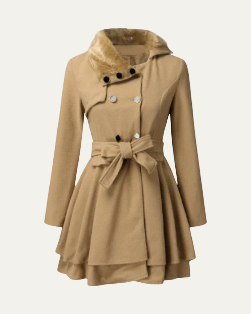 Manteau élégant évasé en fausse fourrure pour femme