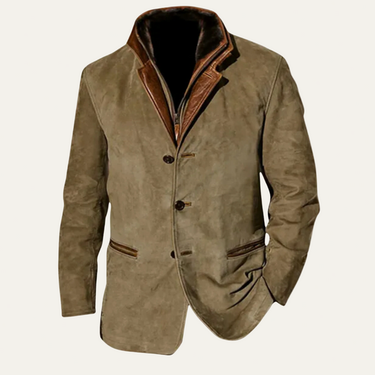Manteau élégant trois boutons en daim pour homme