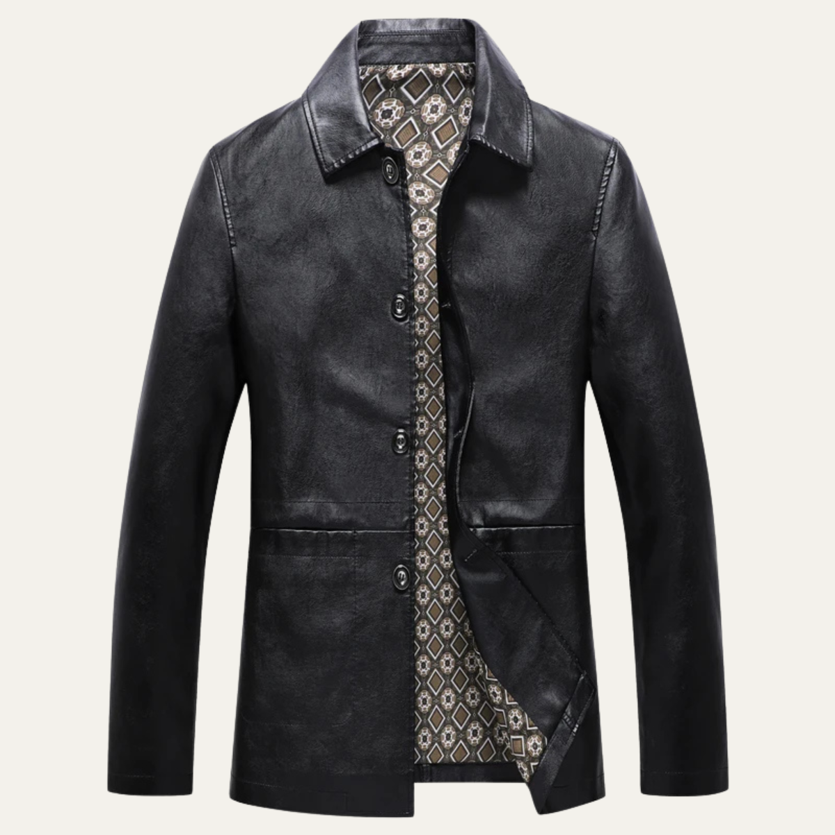 Manteau en cuir classique et décontracté pour homme