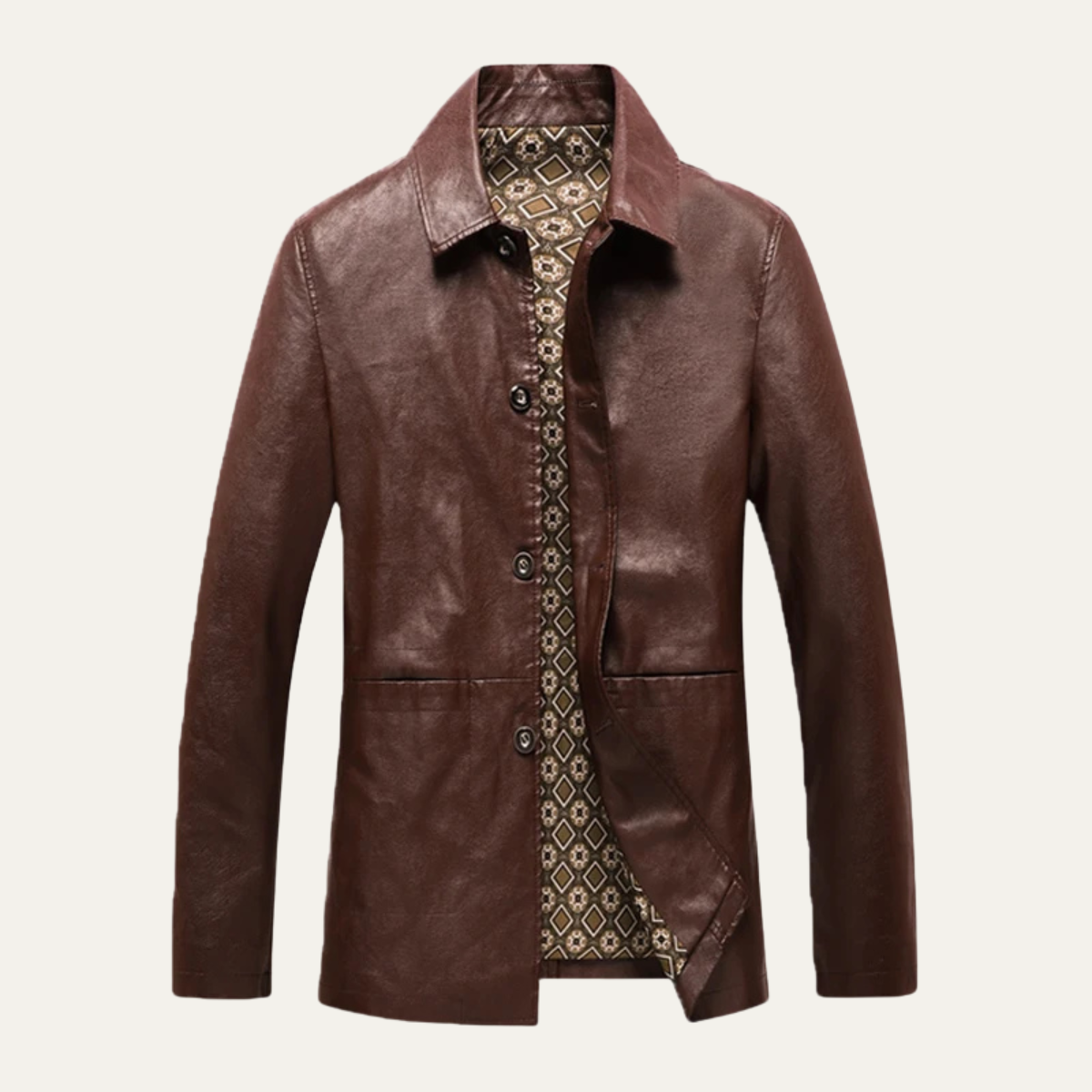 Manteau en cuir classique et décontracté pour homme