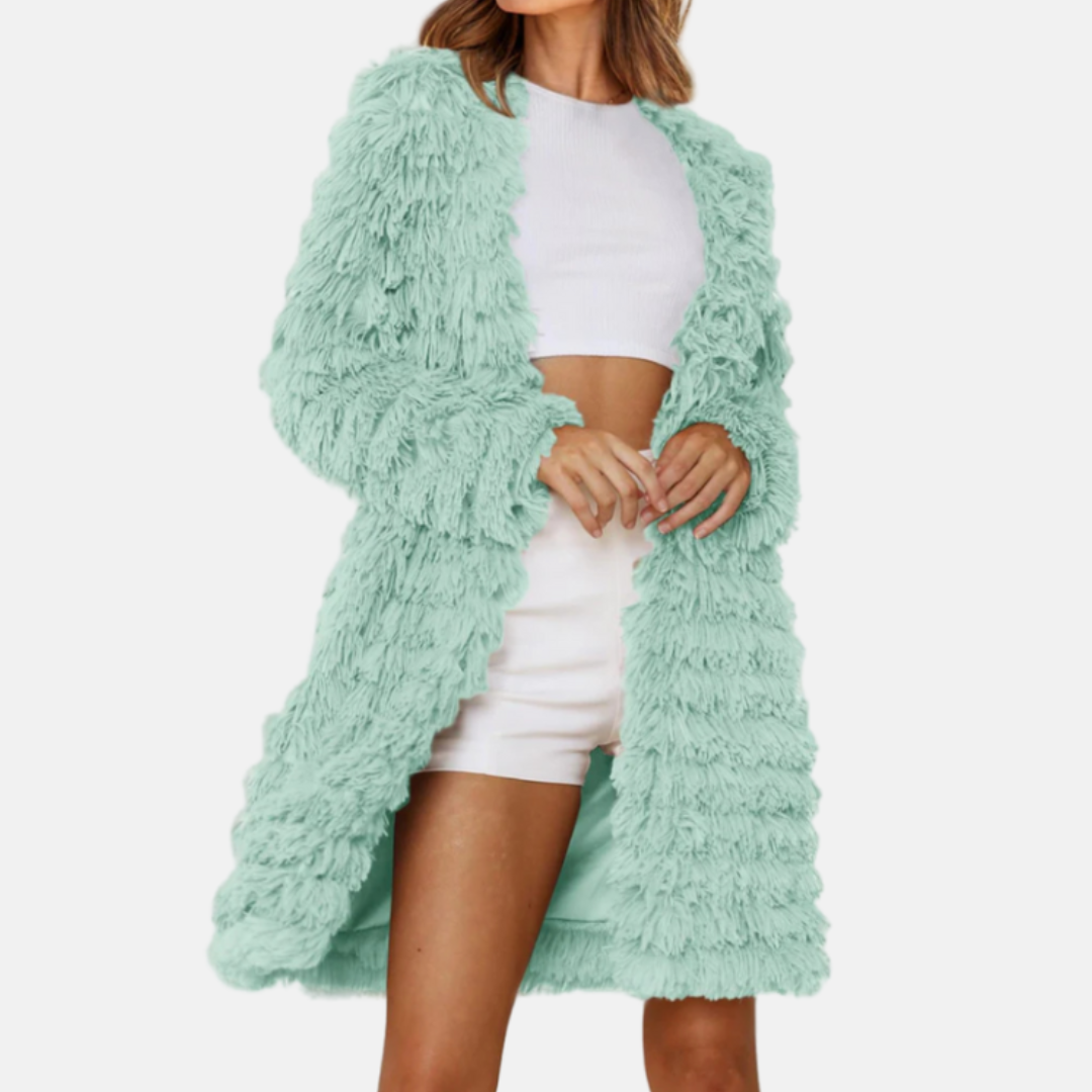 Manteau en fausse fourrure duveteuse pour femme