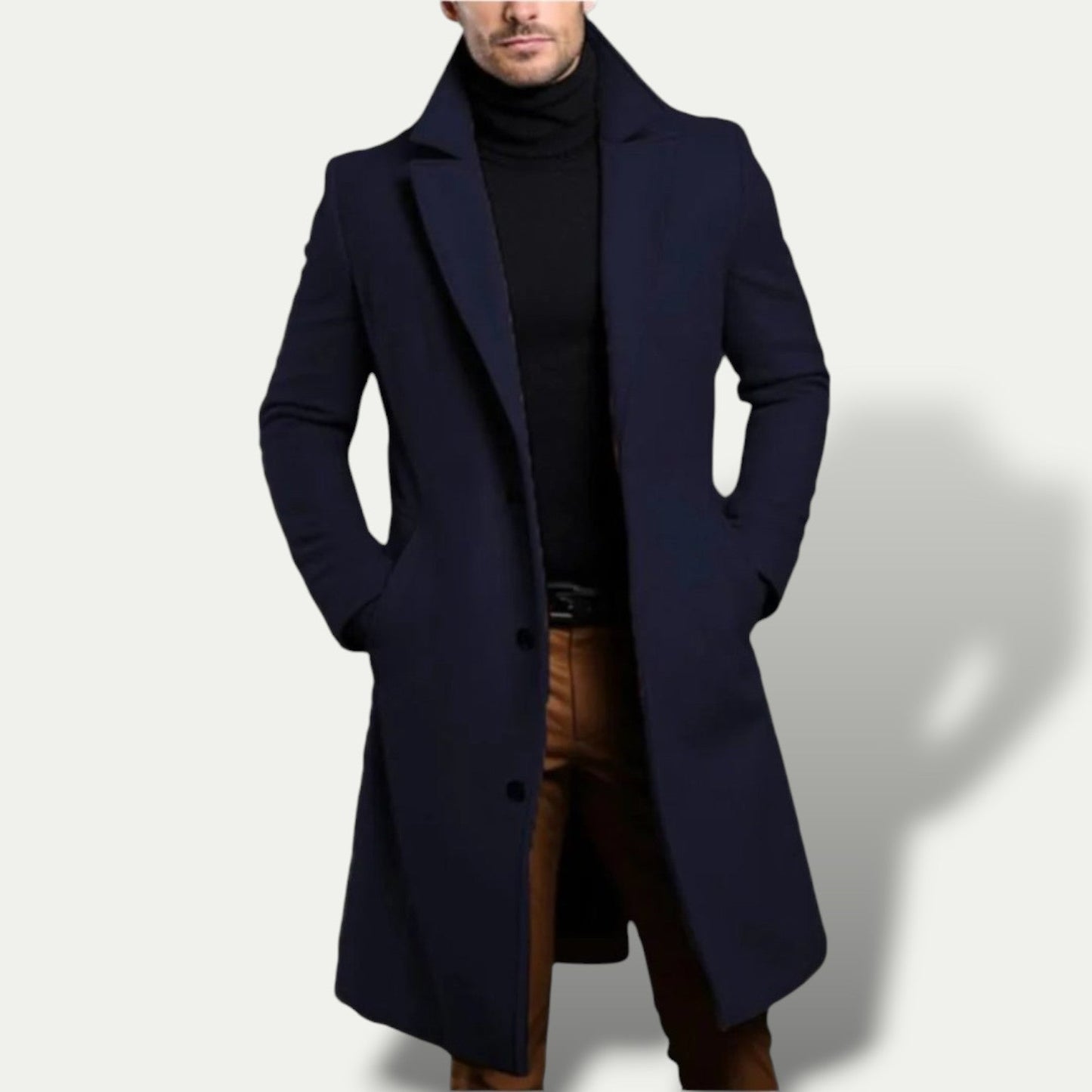Manteau long à simple boutonnage pour homme