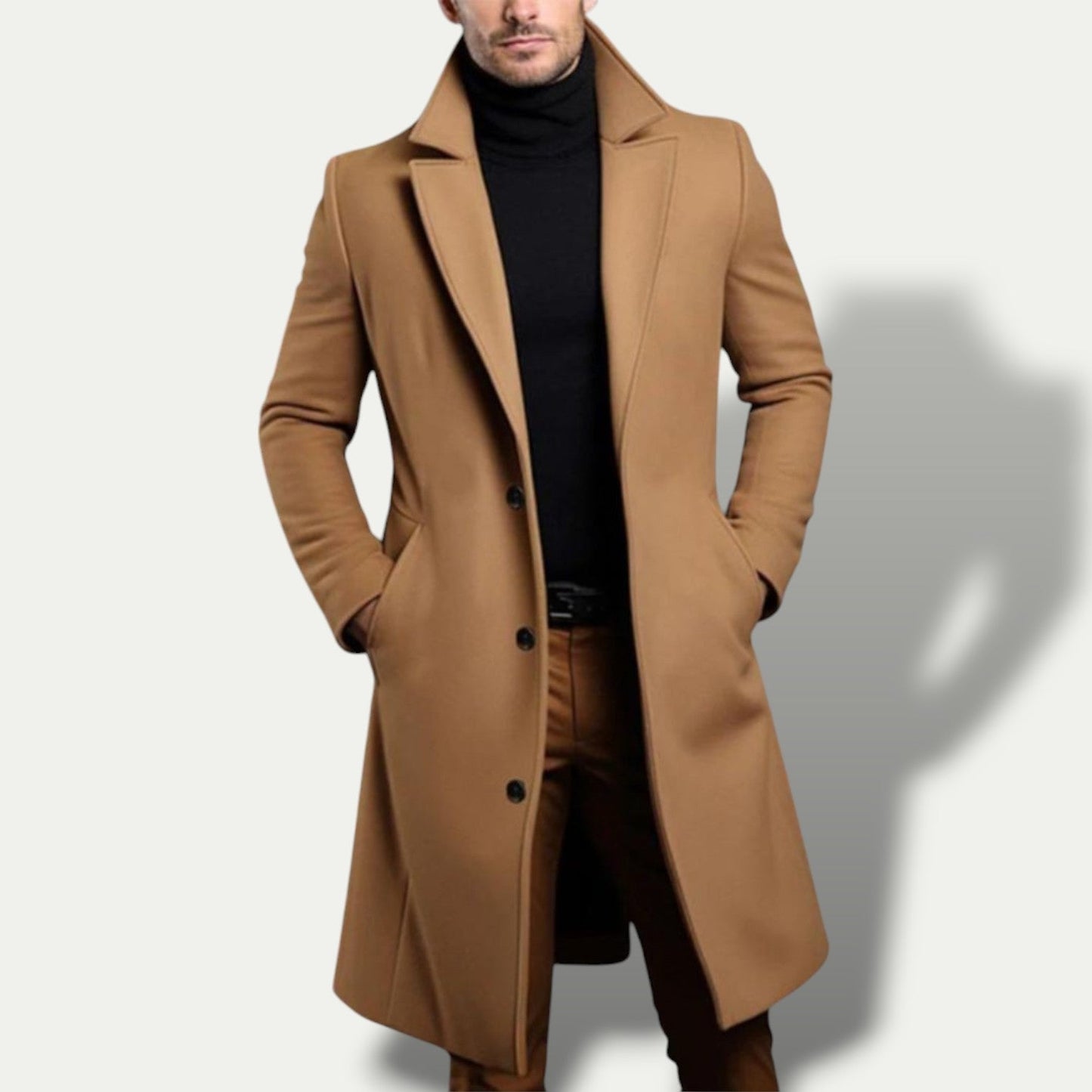 Manteau long à simple boutonnage pour homme