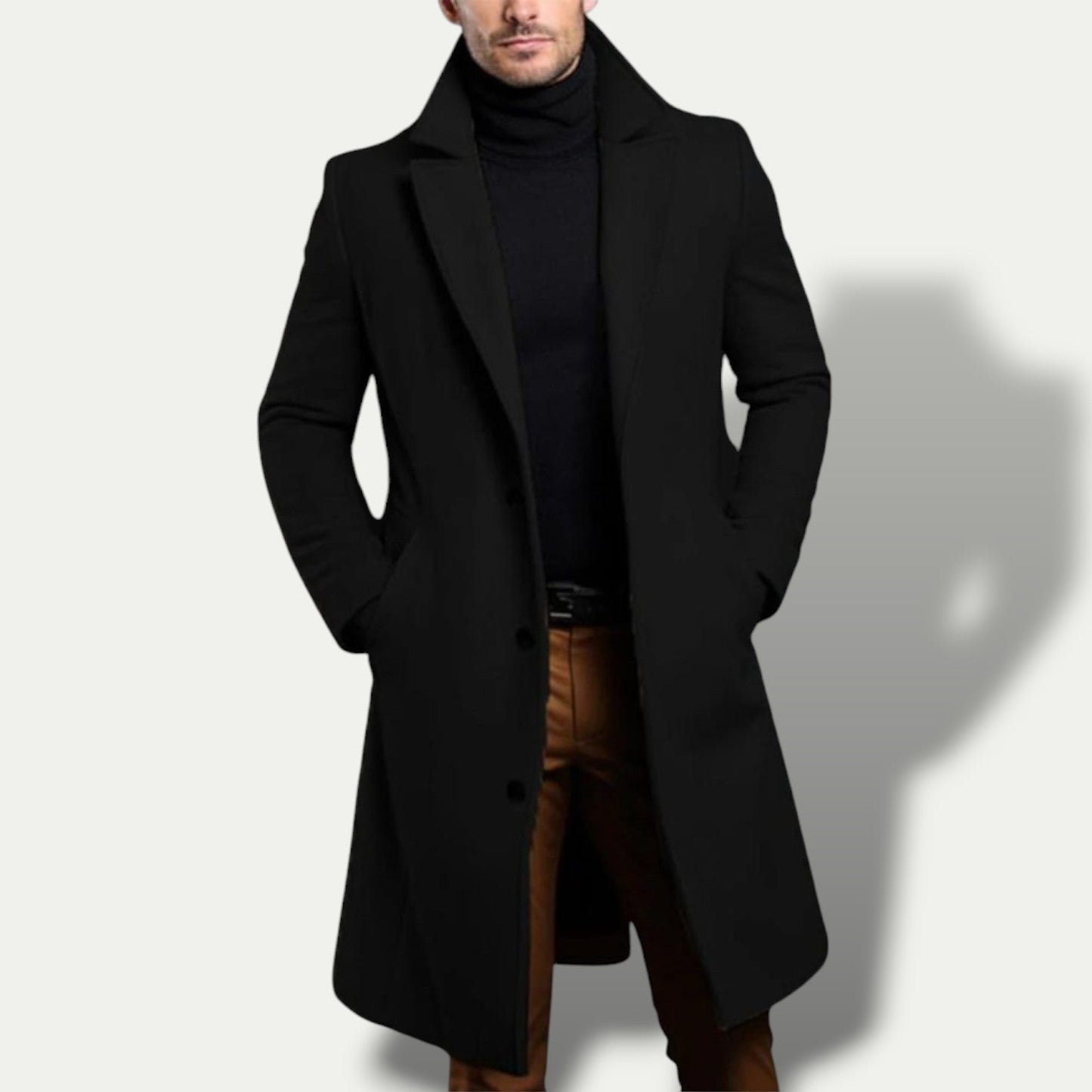 Manteau long classique à trois boutons pour homme