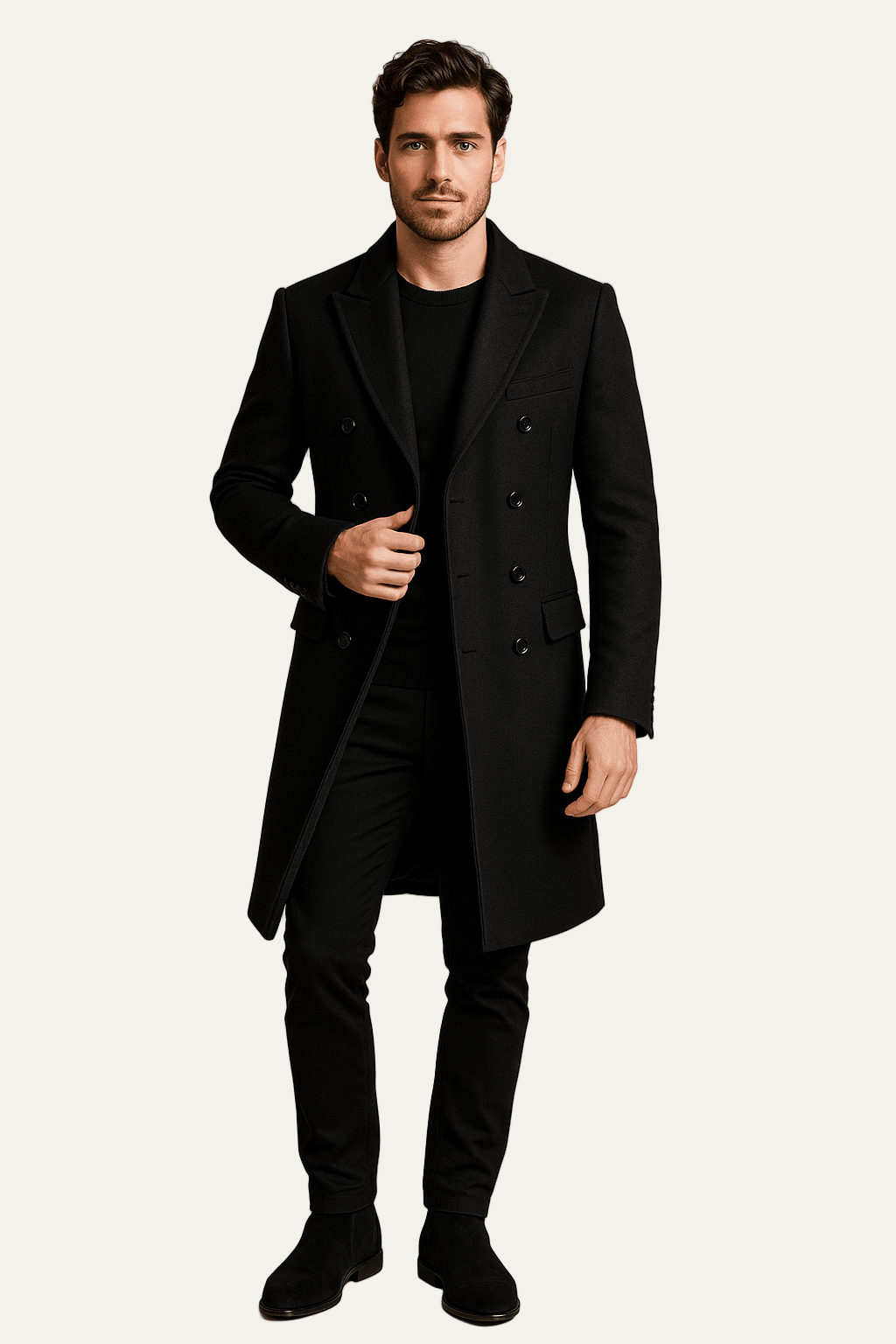 Manteau long croisé classique et élégant pour homme