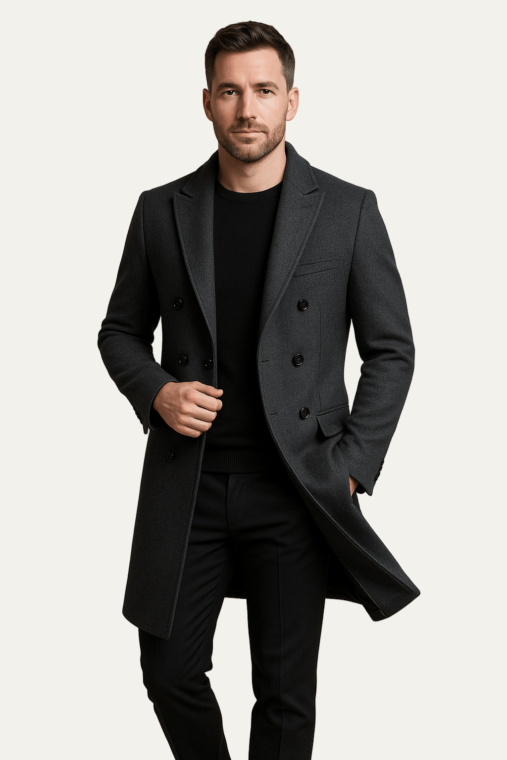Manteau long croisé classique et élégant pour homme