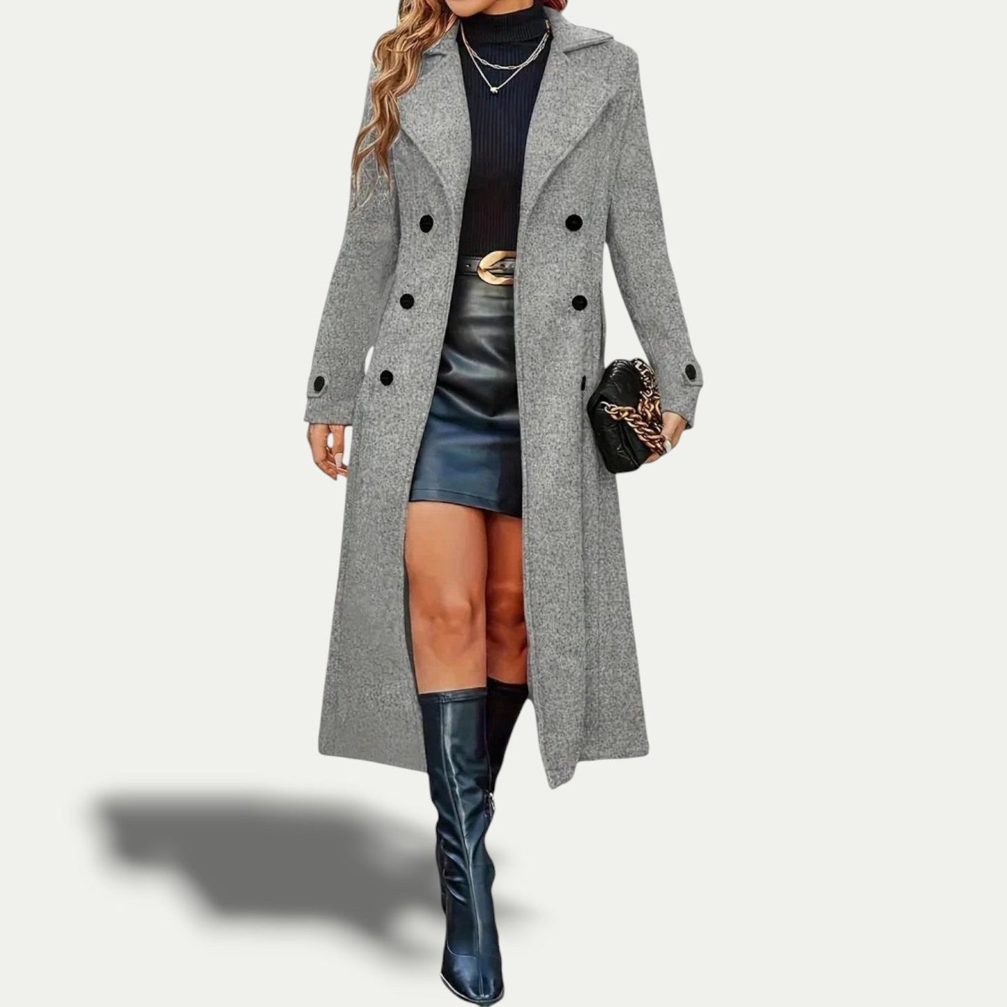 Manteau long croisé élégant pour femme