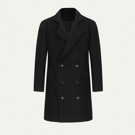 Manteau long croisé en laine pour homme
