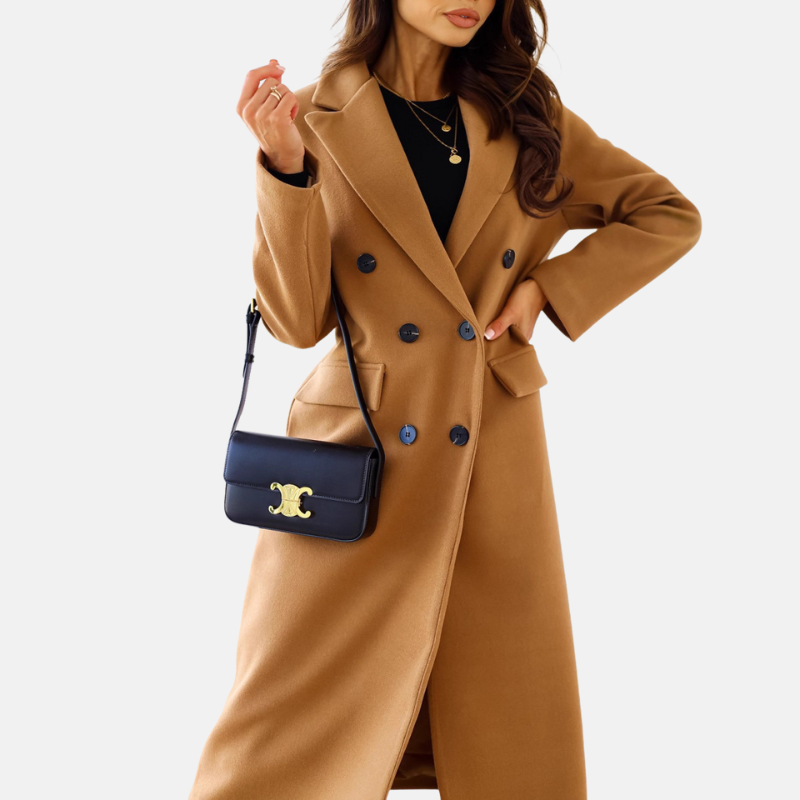 Manteau long croisé pour femme