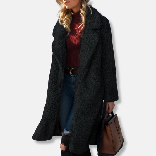 Manteau long douillet en peluche pour femme