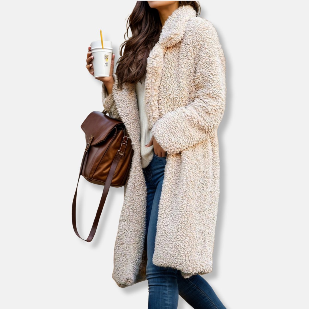 Manteau long douillet en peluche pour femme