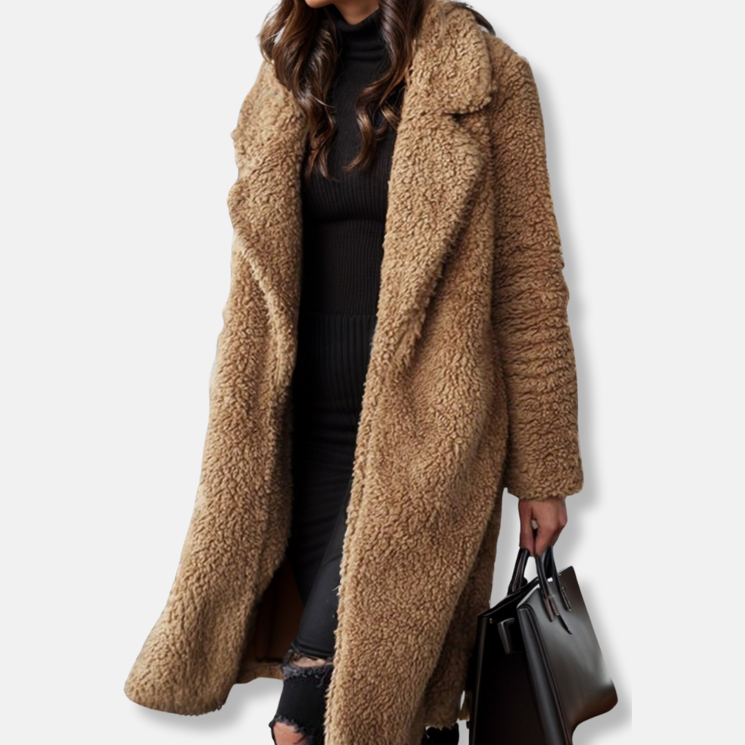 Manteau long douillet en peluche pour femme