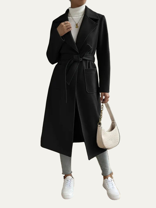 Manteau long drapé décontracté pour femme