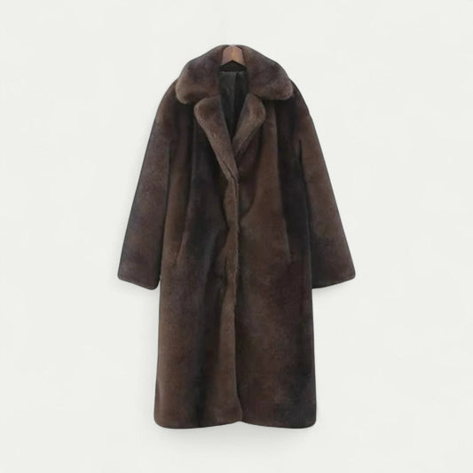 Manteau long en fausse fourrure peluche pour femme