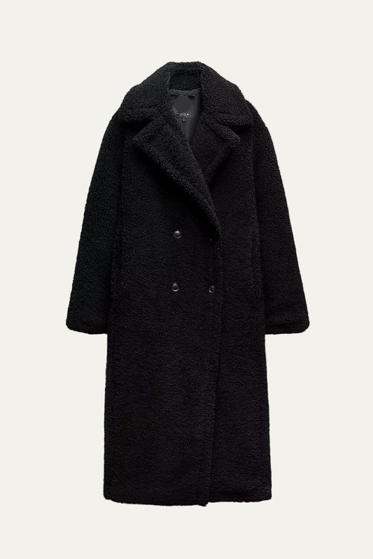 Manteau long en peluche style teddy pour femme