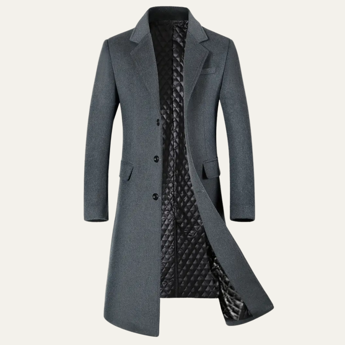 Manteau long matelassé doublé pour homme