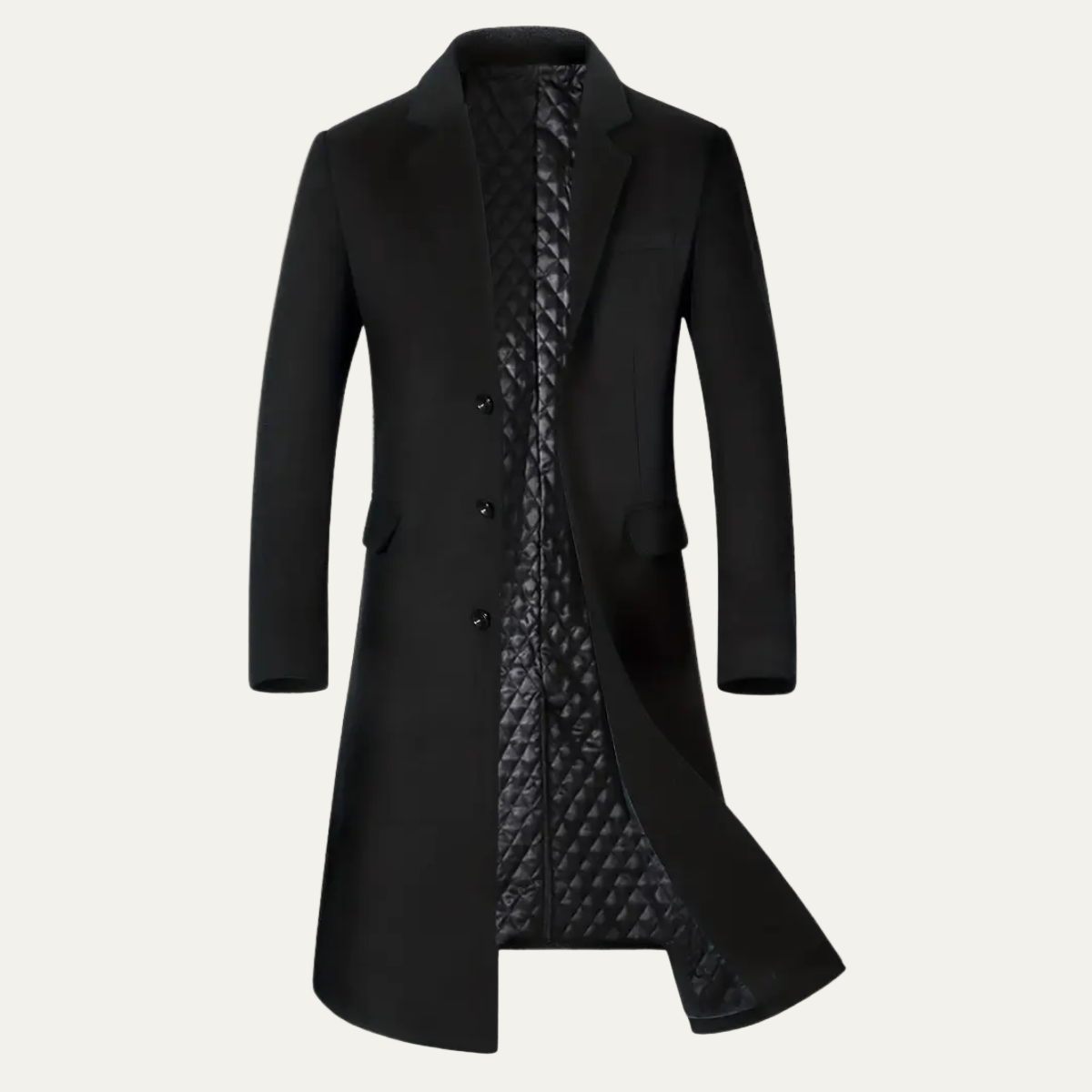 Manteau long matelassé doublé pour homme