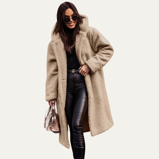 Manteau long teddy oversize pour femme