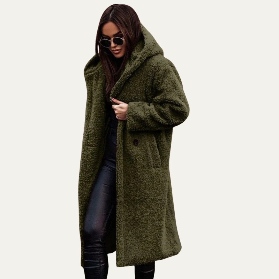 Manteau long teddy oversize pour femme
