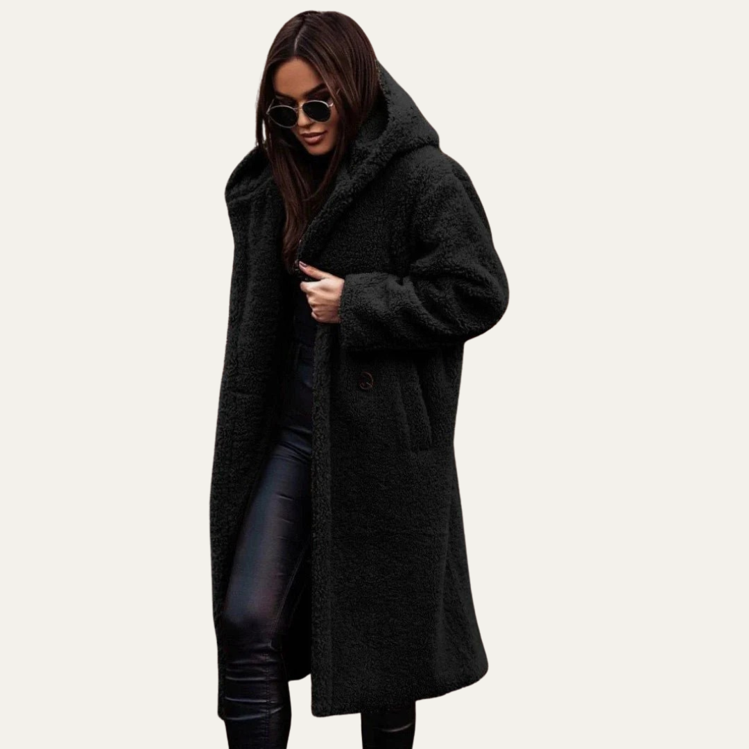 Manteau long teddy oversize pour femme