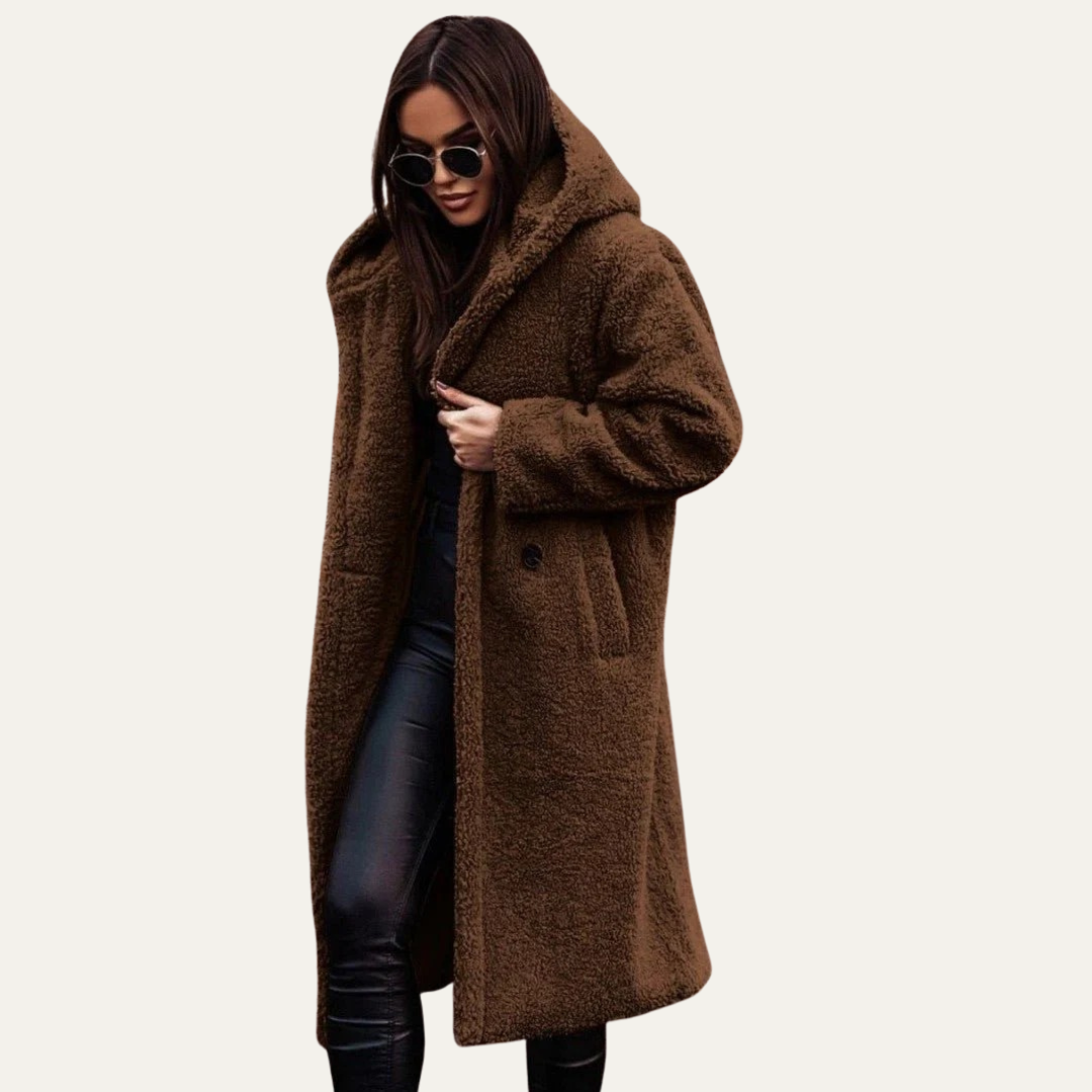 Manteau long teddy oversize pour femme