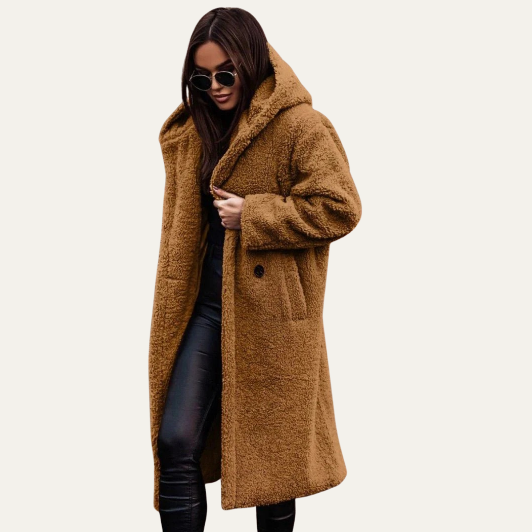 Manteau long teddy oversize pour femme