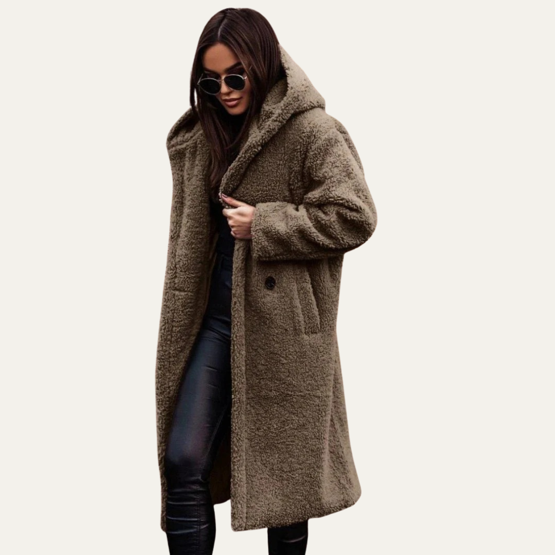 Manteau long teddy oversize pour femme