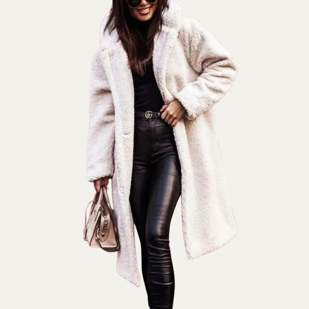 Manteau long teddy oversize pour femme