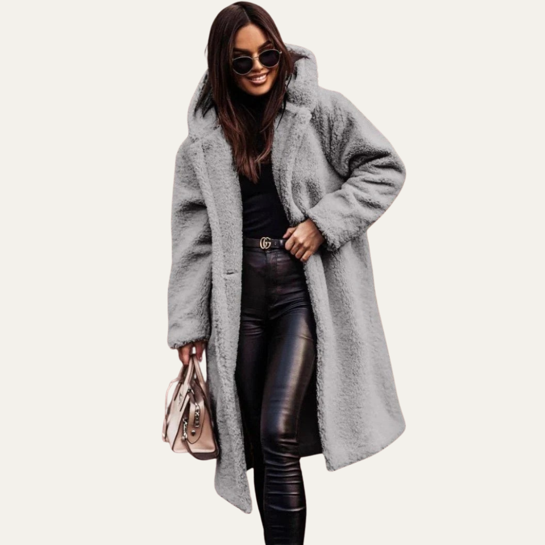 Manteau long teddy oversize pour femme