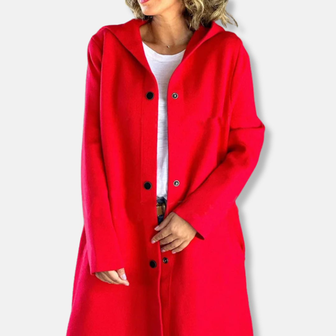 Manteau long trapèze à capuche pour femme