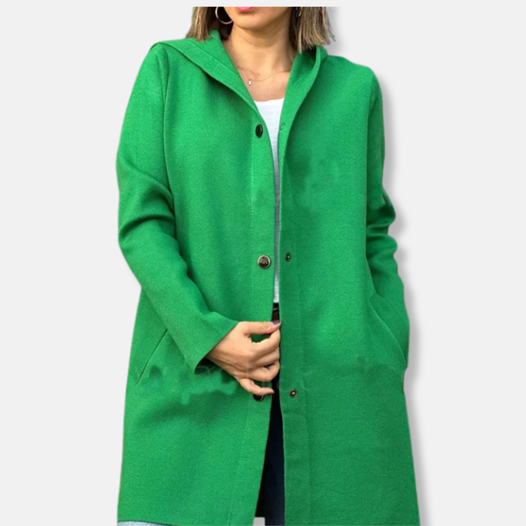 Manteau long trapèze à capuche pour femme