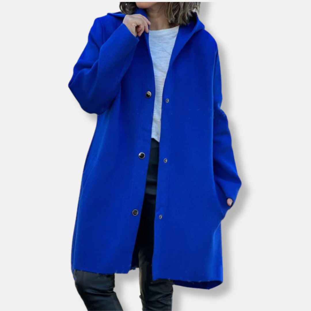 Manteau long trapèze à capuche pour femme