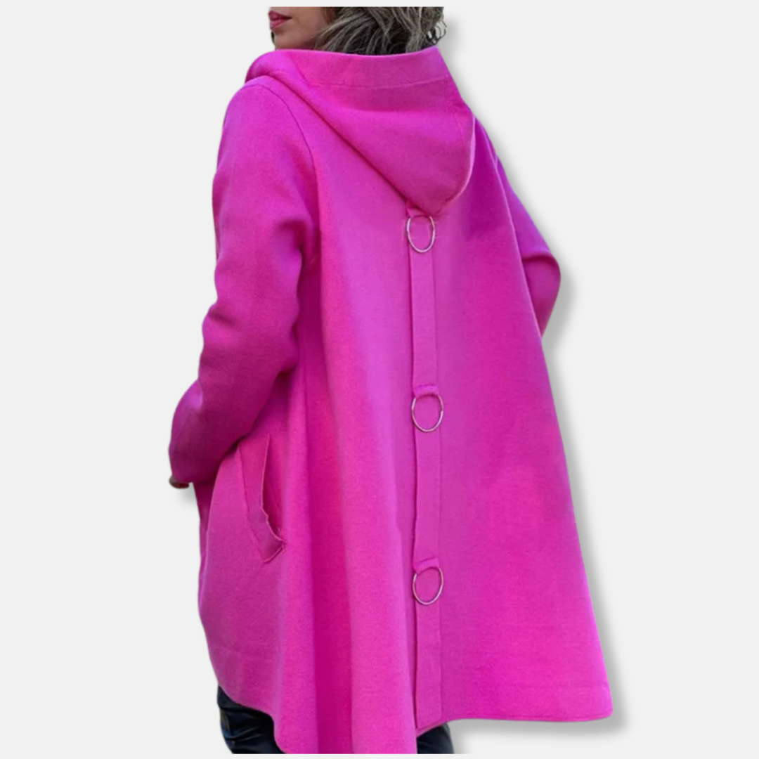 Manteau long trapèze à capuche pour femme