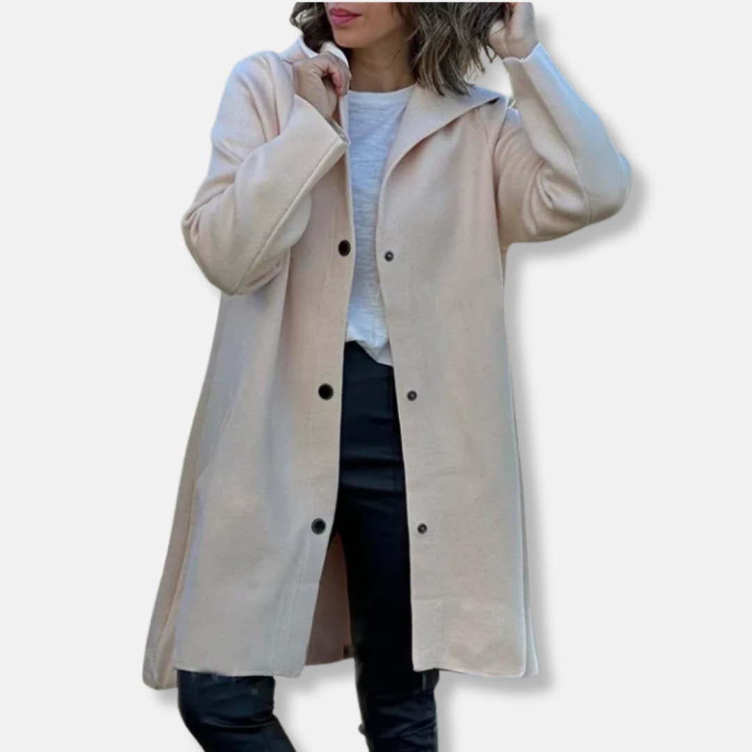 Manteau long trapèze à capuche pour femme