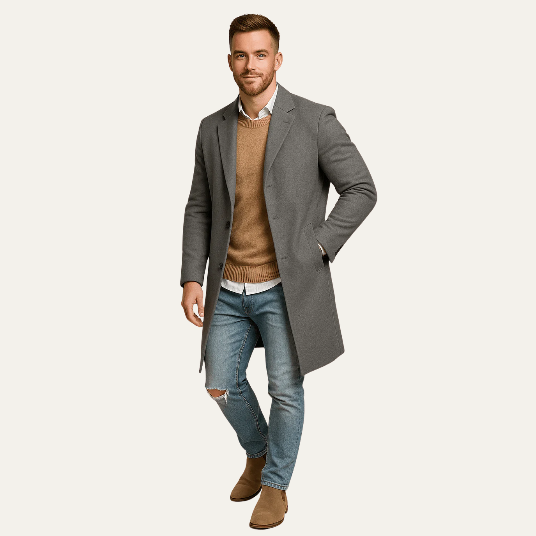 Manteau mi-cuisse sur mesure pour homme