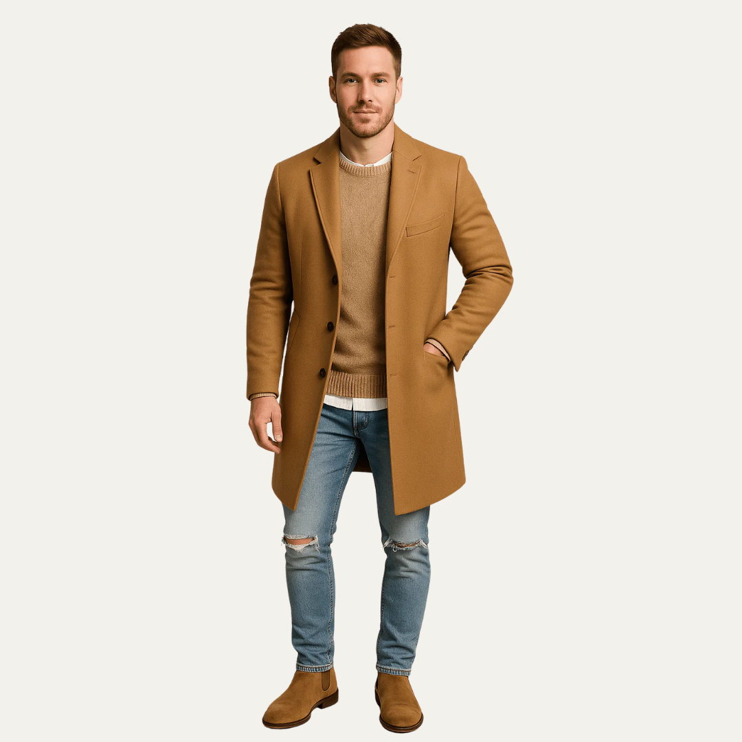Manteau mi-cuisse sur mesure pour homme