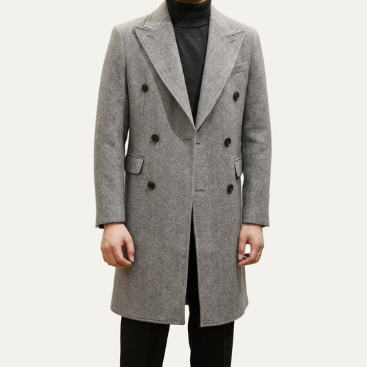 Manteau mi-long texturé à double boutonnage pour homme