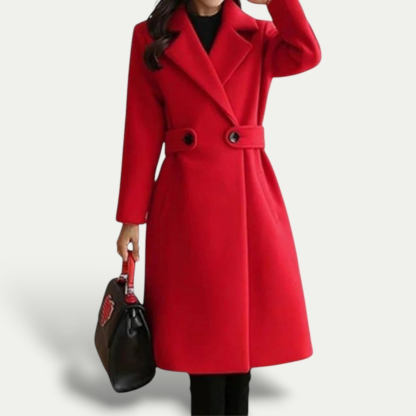 Manteau midi trapèze en laine mélangée pour femme